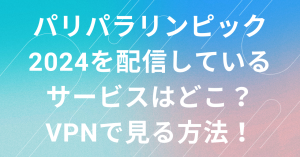 パリパラリンピック2024を配信しているサービスはどこ？VPNで見る方法！